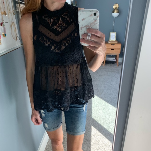 Free people high neck lace top - Picture 1 of 2